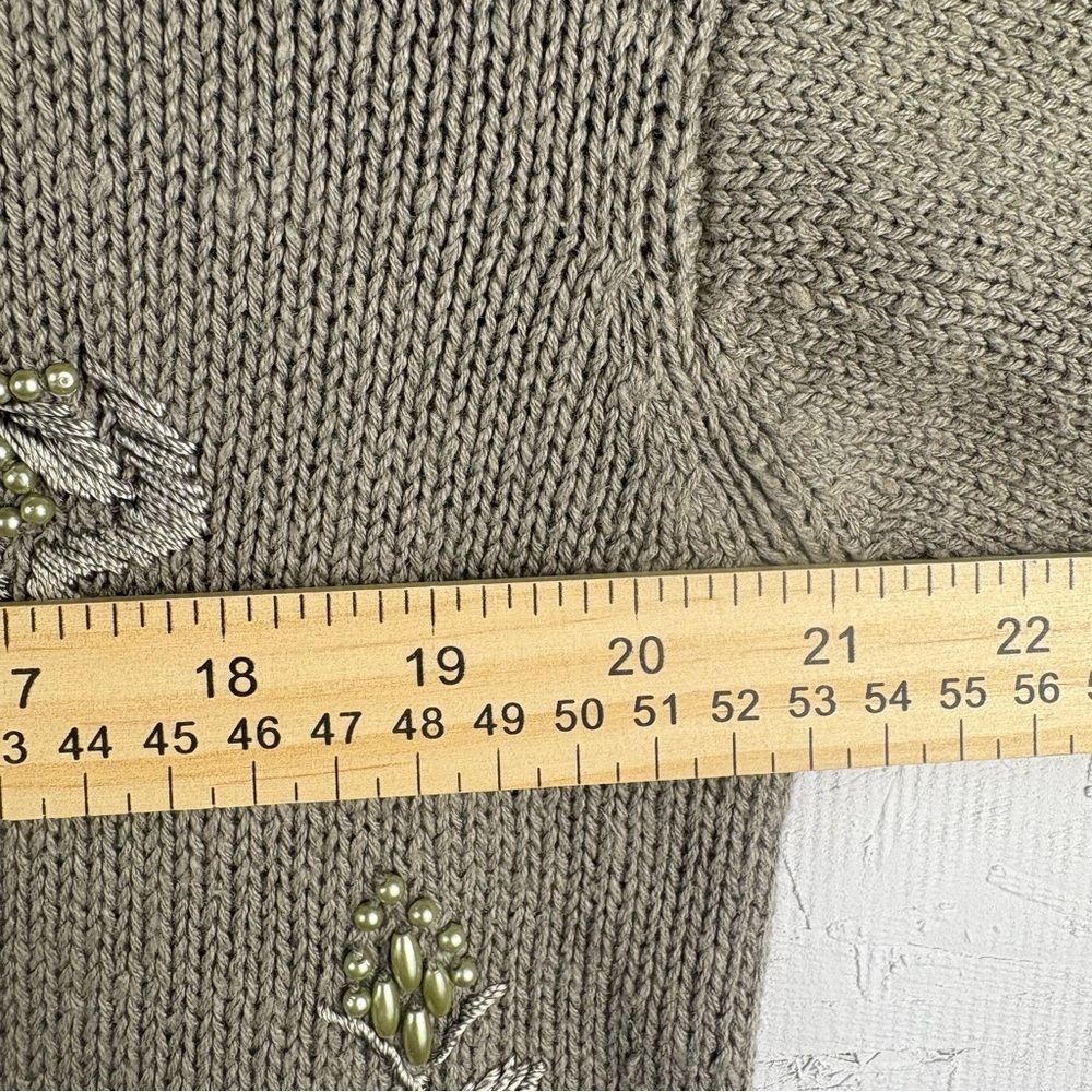 Vintage Shenanigans Embroidered and Beaded Beige Crocheted Sweater L - Picture 9 of 11